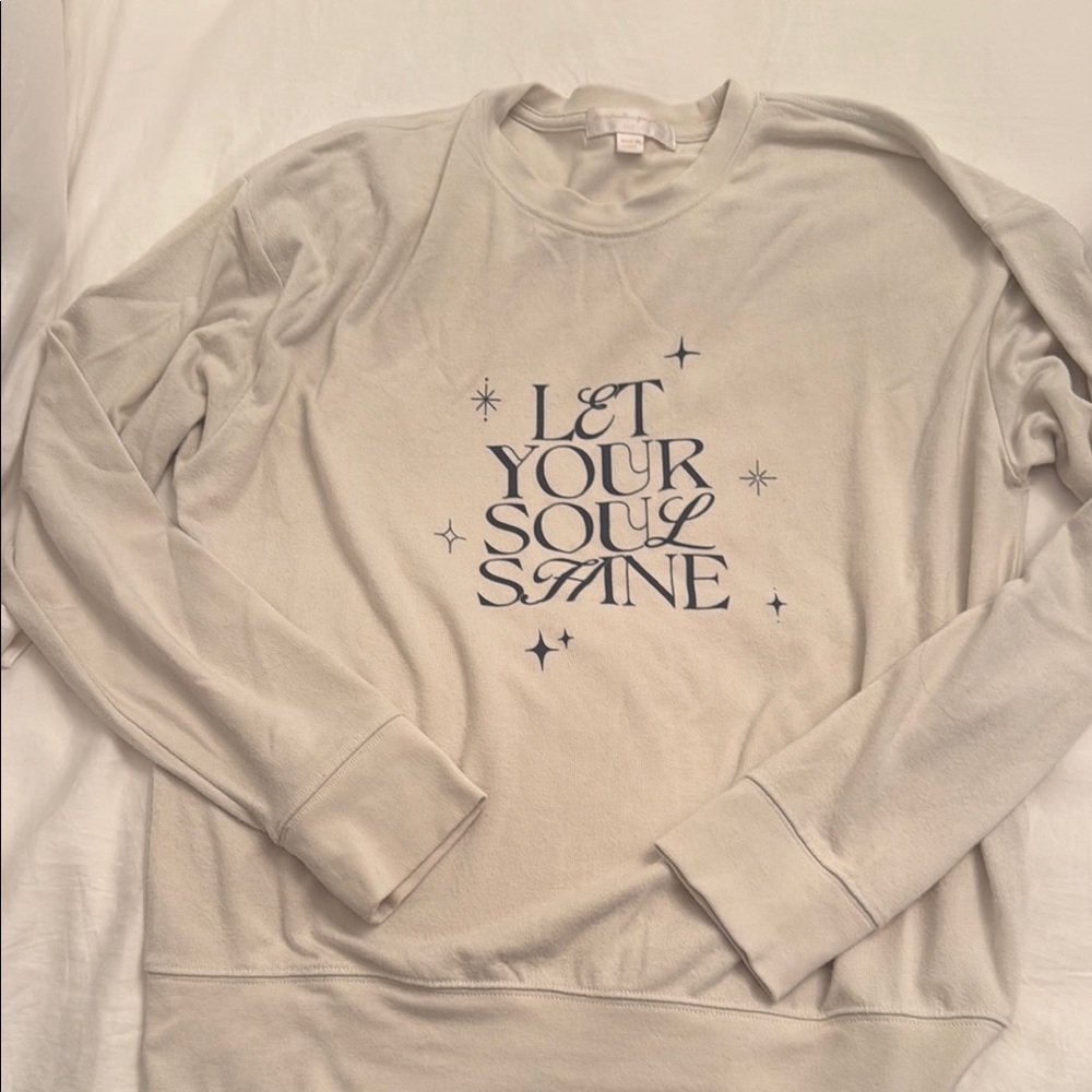 Spiritual Gangster Cream Sweater with Graphic Print